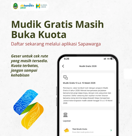 Kesempatan Terakhir! 1.012 Kursi Mudik Gratis Jabar 2026 Masih Tersedia, Buruan Daftar via Sapawarga
